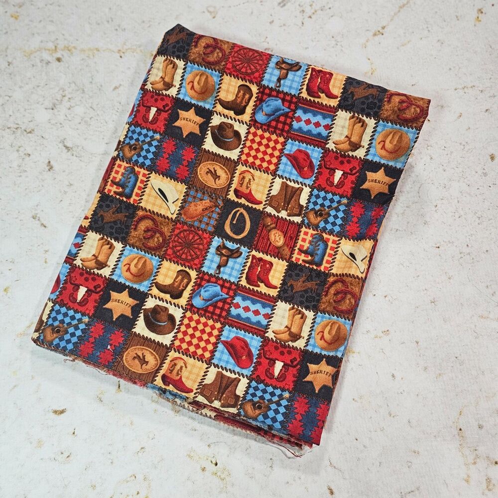 Wilmington Prints Wrangler's Range Lucy Wilkins Cowboy Fabric 44x53 Western